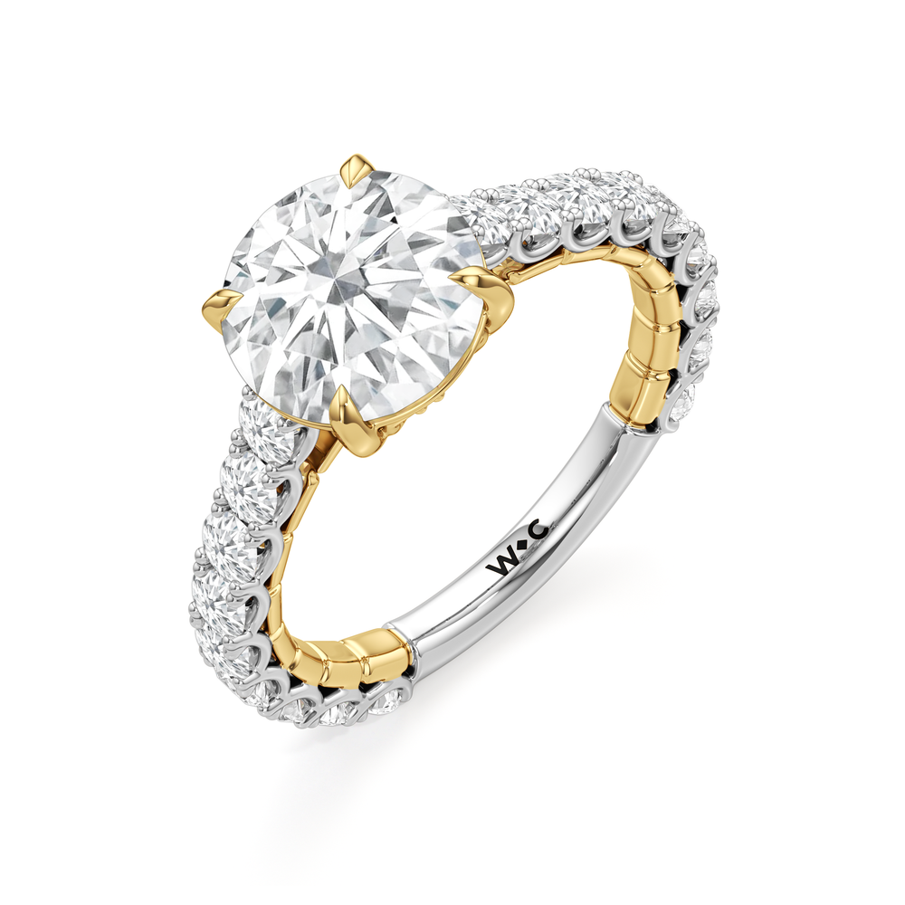 Round Cut The Crest Ring with Lab Grown Diamond in 14KT White & Yellow Gold view 6

