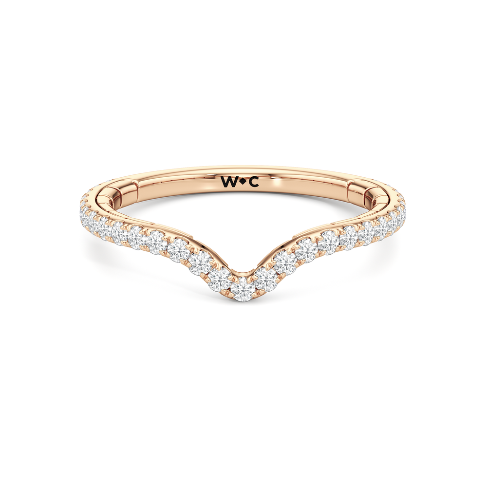 The Mercer Tapered Baguette Three Stone Diamond Wedding Band with 18KT Rose Gold Cut Diamond in 14KT Rose Gold view 1

