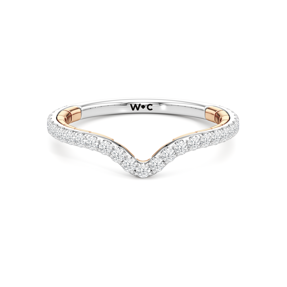 The Mercer Tapered Baguette Three Stone Diamond Wedding Band with 18KT White & Rose Gold Cut Diamond in 14KT White & Rose Gold view 1
