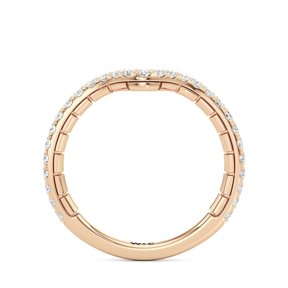 The Mercer Tapered Baguette Three Stone Diamond Wedding Band with 18KT Rose Gold Cut Diamond in 14KT Rose Gold view 4
