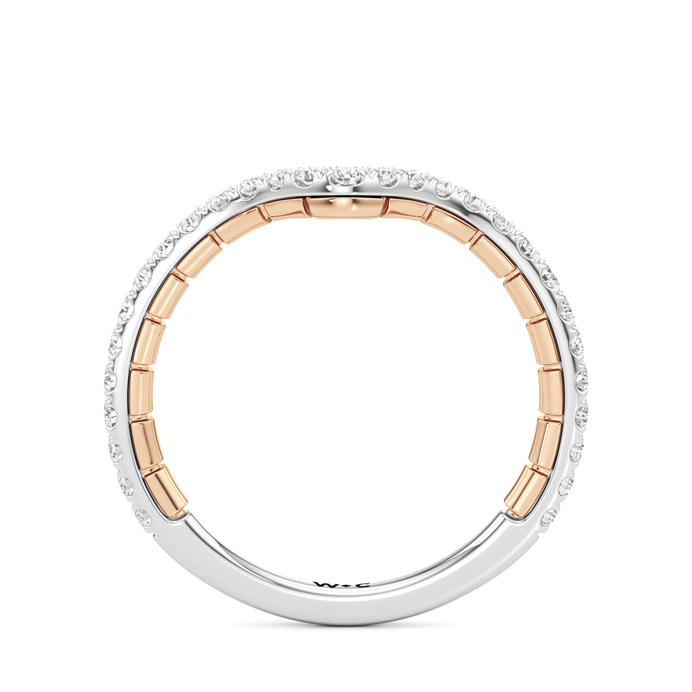 The Mercer Tapered Baguette Three Stone Diamond Wedding Band with 18KT White & Rose Gold Cut Diamond in 14KT White & Rose Gold view 4
