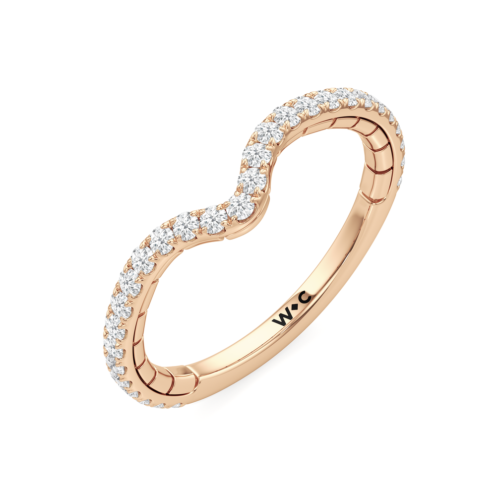 The Mercer Tapered Baguette Three Stone Diamond Wedding Band with 18KT Rose Gold Cut Diamond in 14KT Rose Gold view 5
