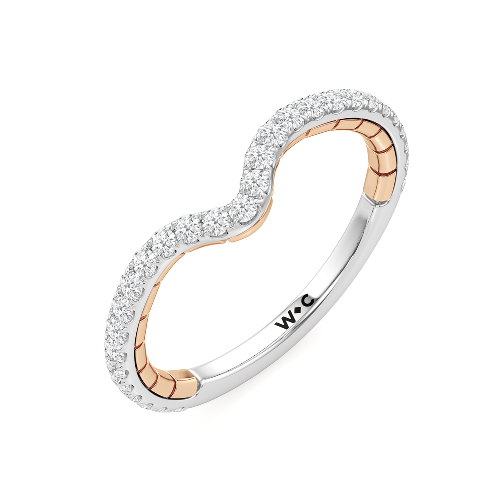 The Mercer Tapered Baguette Three Stone Diamond Wedding Band with 18KT White & Rose Gold Cut Diamond in 14KT White & Rose Gold view 5
