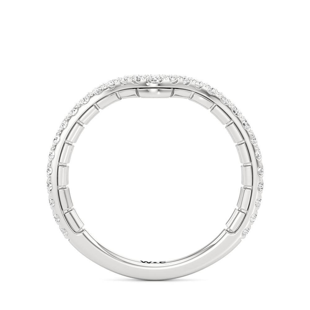 The Mercer Tapered Baguette Three Stone Diamond Wedding Band with Platinum Cut Diamond in 14KT Platinum view 4
