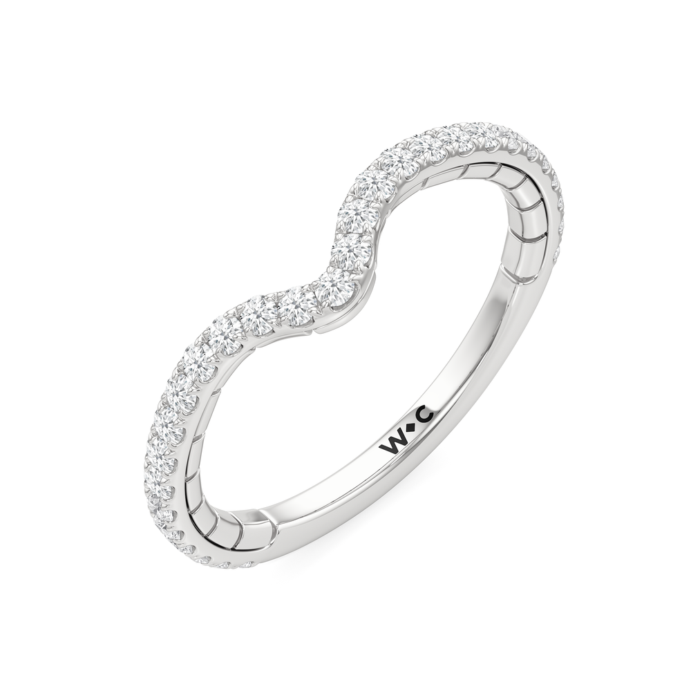 The Mercer Tapered Baguette Three Stone Diamond Wedding Band with Platinum Cut Diamond in 14KT Platinum view 5
