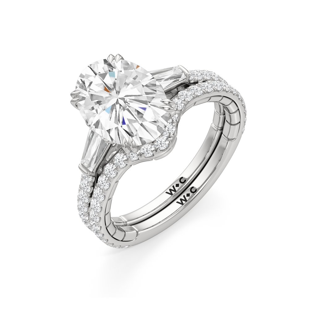 Oval Cut The Finial Ring with Lab Grown Diamond in 14KT Platinum view 7
