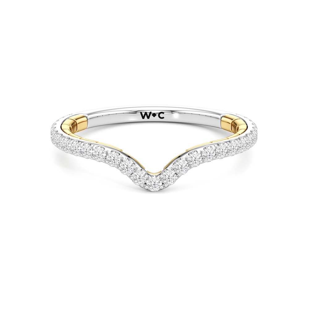 The Mercer Tapered Baguette Three Stone Diamond Wedding Band with 18KT White & Yellow Gold Cut Diamond in 14KT White & Yellow Gold view 1
