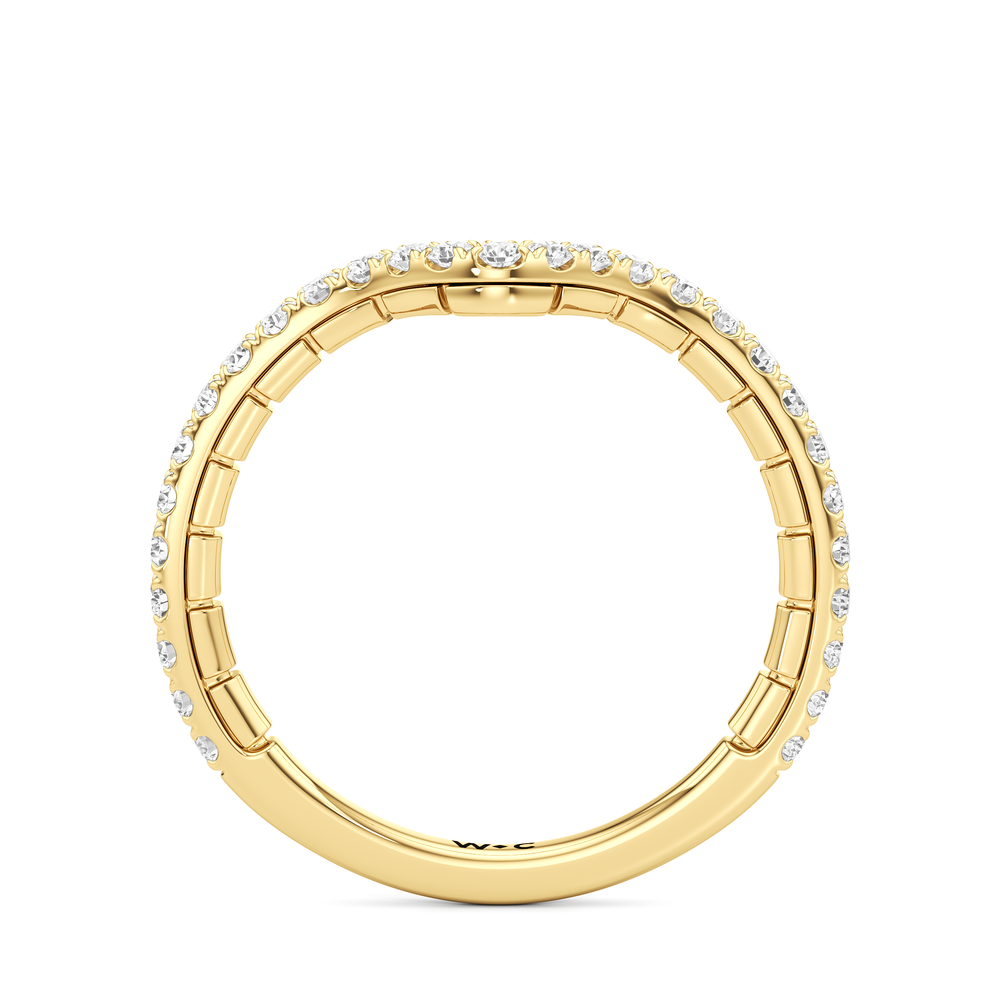 The Mercer Tapered Baguette Three Stone Diamond Wedding Band with 18KT Yellow Gold Cut Diamond in 14KT Yellow Gold view 4

