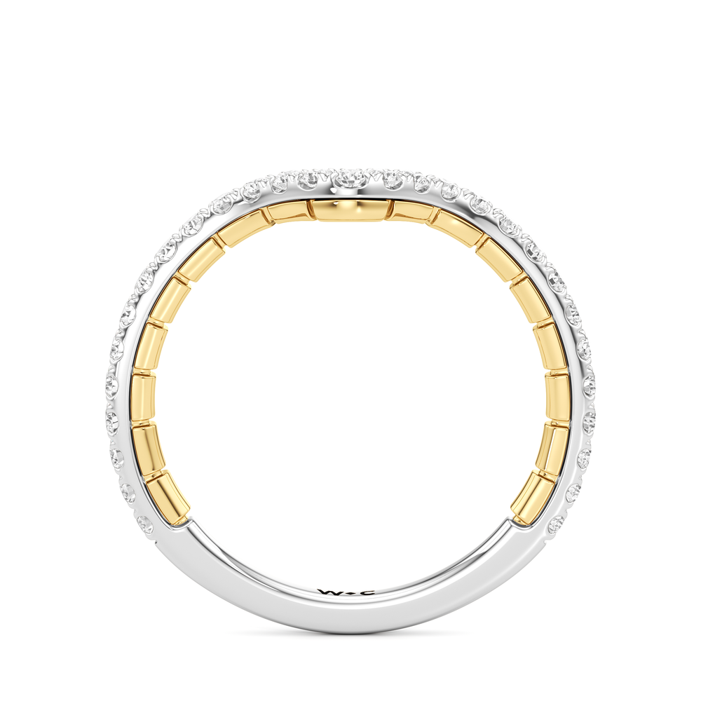 The Mercer Tapered Baguette Three Stone Diamond Wedding Band with 18KT White & Yellow Gold Cut Diamond in 14KT White & Yellow Gold view 4
