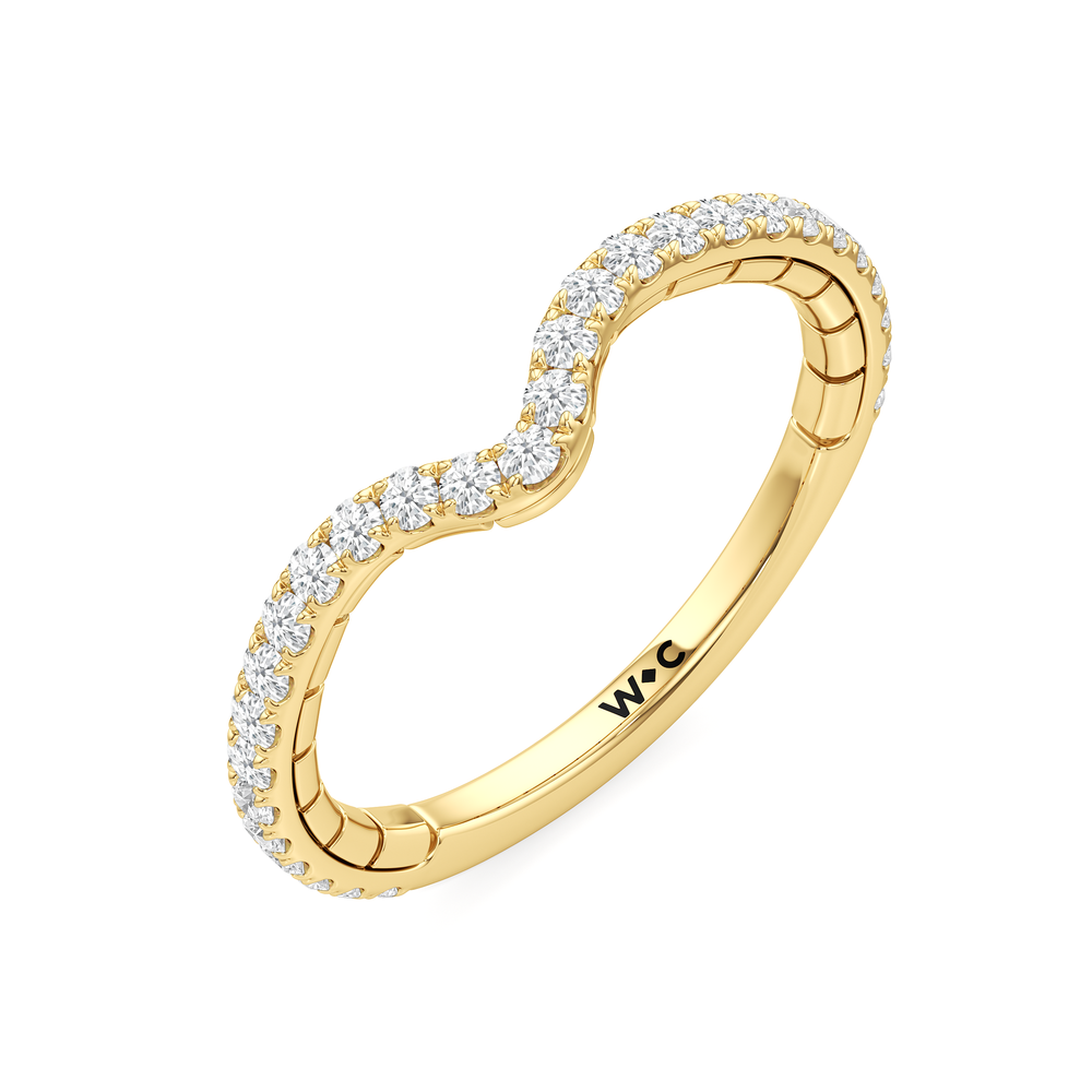 The Mercer Tapered Baguette Three Stone Diamond Wedding Band with 18KT Yellow Gold Cut Diamond in 14KT Yellow Gold view 5
