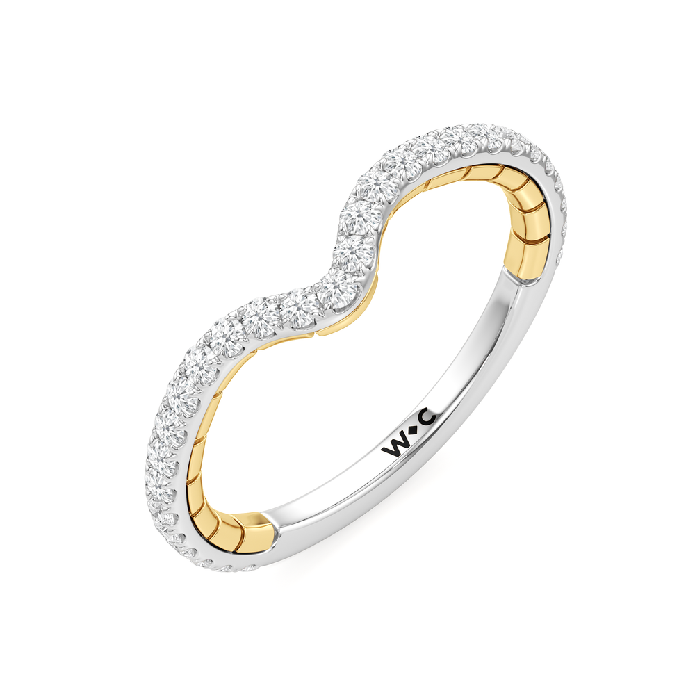 The Mercer Tapered Baguette Three Stone Diamond Wedding Band with 18KT White & Yellow Gold Cut Diamond in 14KT White & Yellow Gold view 5
