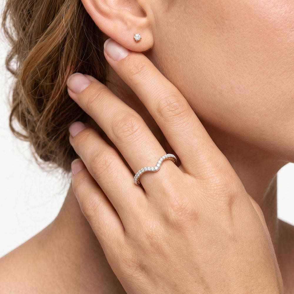 The Mercer Tapered Baguette Three Stone Diamond Wedding Band with Platinum Cut Diamond in 14KT Platinum view 2
