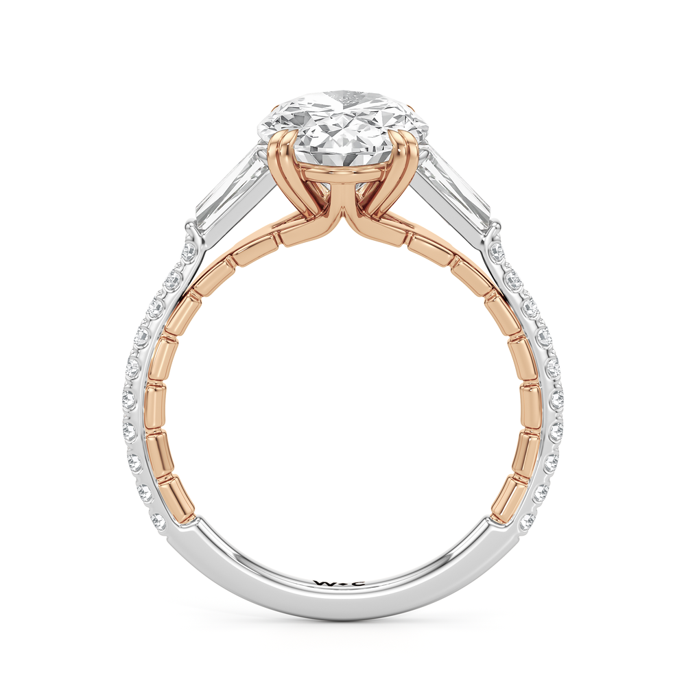 Oval Cut The Finial Ring with Lab Grown Diamond in 14KT White & Rose Gold view 5
