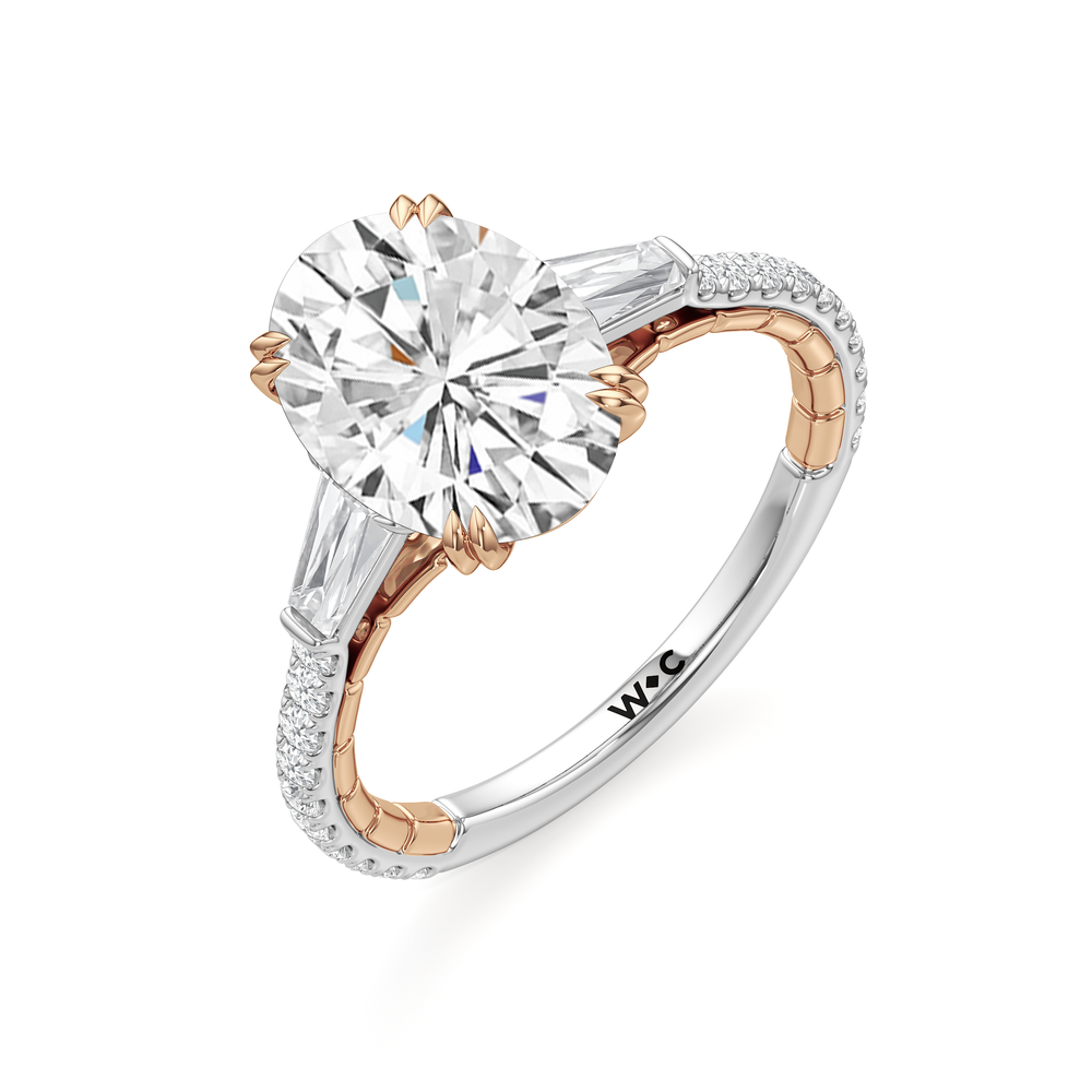 Oval Cut The Finial Ring with Lab Grown Diamond in 14KT White & Rose Gold view 6
