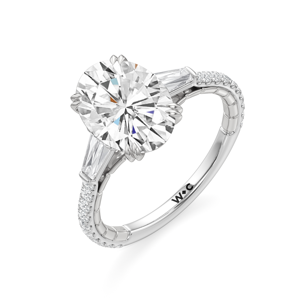 Oval Cut The Finial Ring with Lab Grown Diamond in 14KT Platinum view 6
