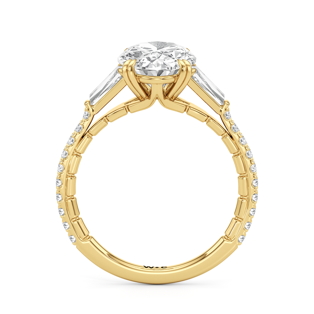Oval Cut The Finial Ring with Lab Grown Diamond in 14KT Yellow Gold view 5
