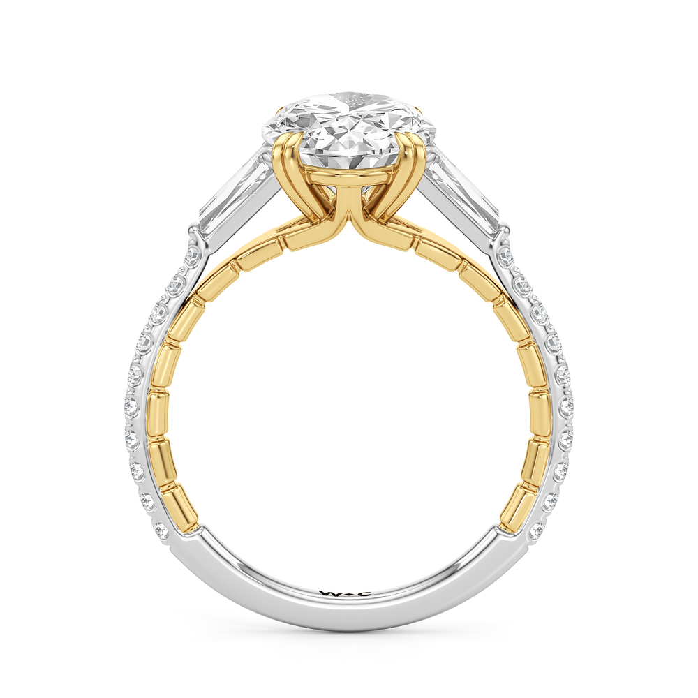 Oval Cut The Finial Ring with Lab Grown Diamond in 14KT White & Yellow Gold view 5

