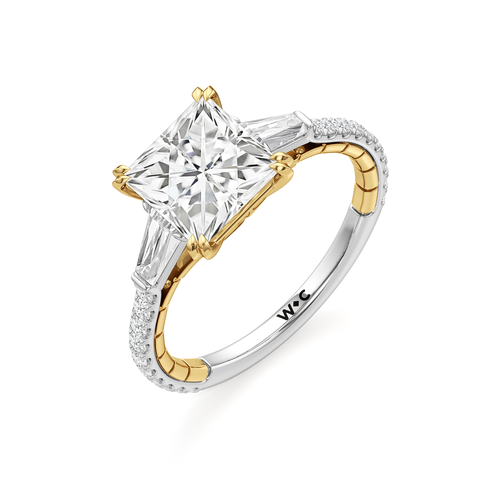 Princess Cut The Finial Ring with Lab Grown Diamond in 14KT White & Yellow Gold view 6
