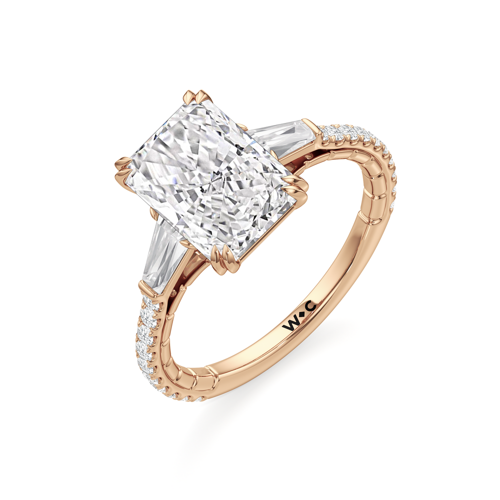 Radiant Cut The Finial Ring with Lab Grown Diamond in 14KT Rose Gold view 6
