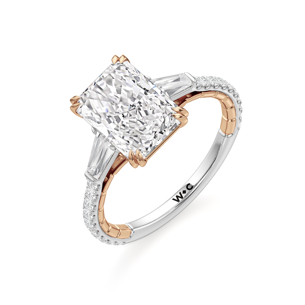 Radiant Cut The Finial Ring with Lab Grown Diamond in 14KT White & Rose Gold view 6
