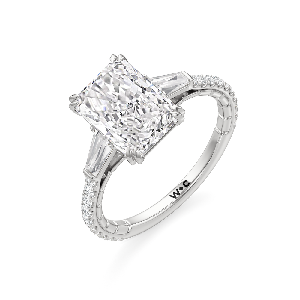Radiant Cut The Finial Ring with Lab Grown Diamond in 14KT Platinum view 6
