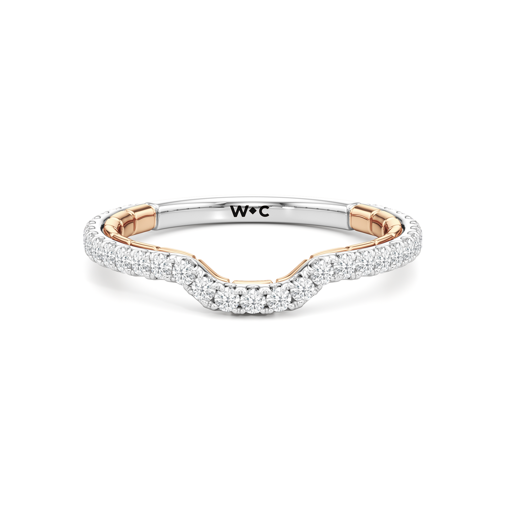 The Mercer East West Diamond Wedding Band with 18KT White & Rose Gold Cut Diamond in 14KT White & Rose Gold view 1
