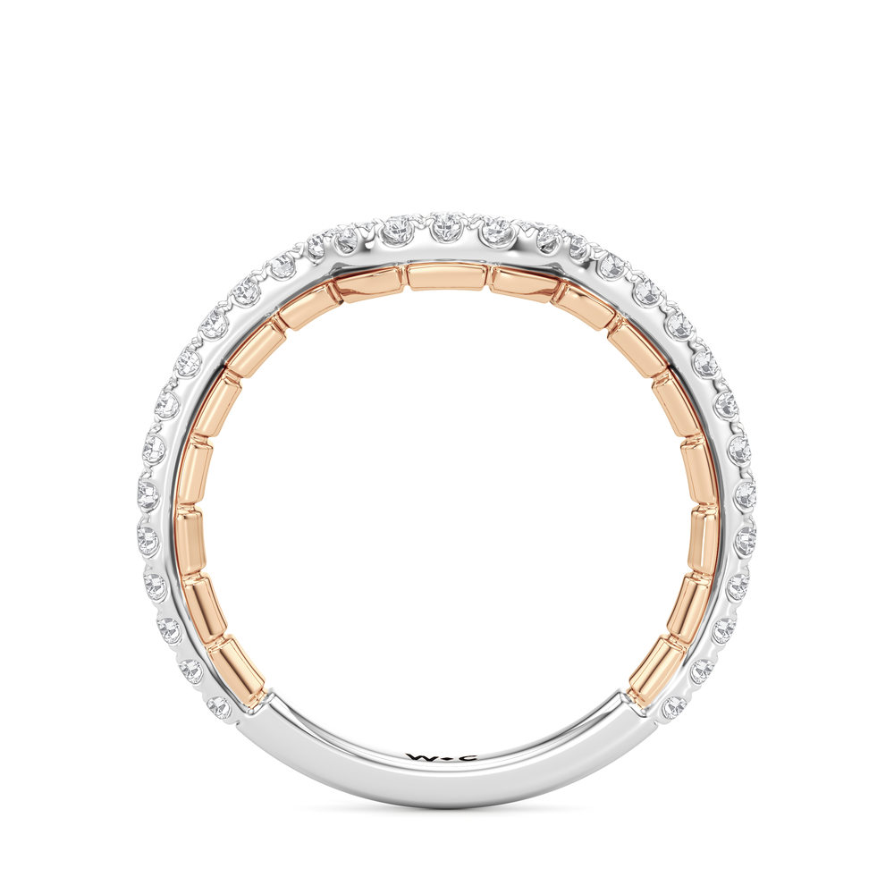 The Mercer East West Diamond Wedding Band with 18KT White & Rose Gold Cut Diamond in 14KT White & Rose Gold view 4
