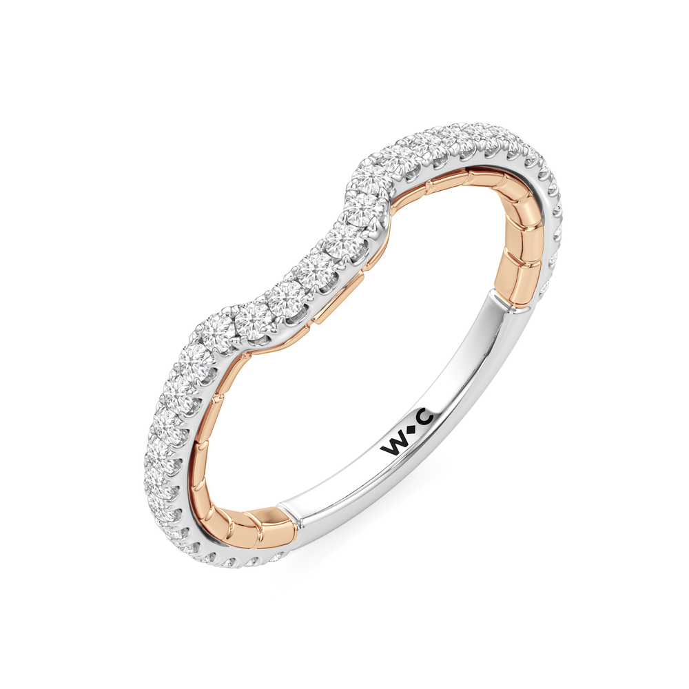 The Mercer East West Diamond Wedding Band with 18KT White & Rose Gold Cut Diamond in 14KT White & Rose Gold view 5
