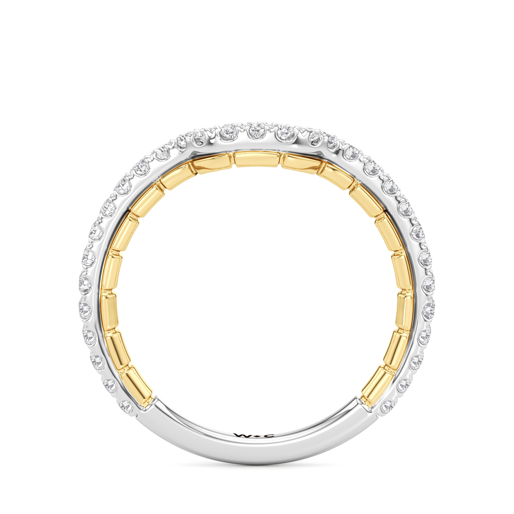 The Mercer East West Diamond Wedding Band with 18KT White & Yellow Gold Cut Diamond in 14KT White & Yellow Gold view 4
