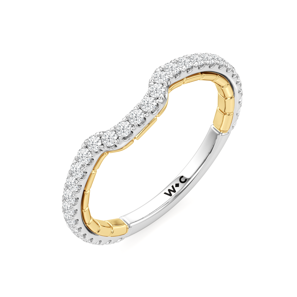 The Mercer East West Diamond Wedding Band with 18KT White & Yellow Gold Cut Diamond in 14KT White & Yellow Gold view 5
