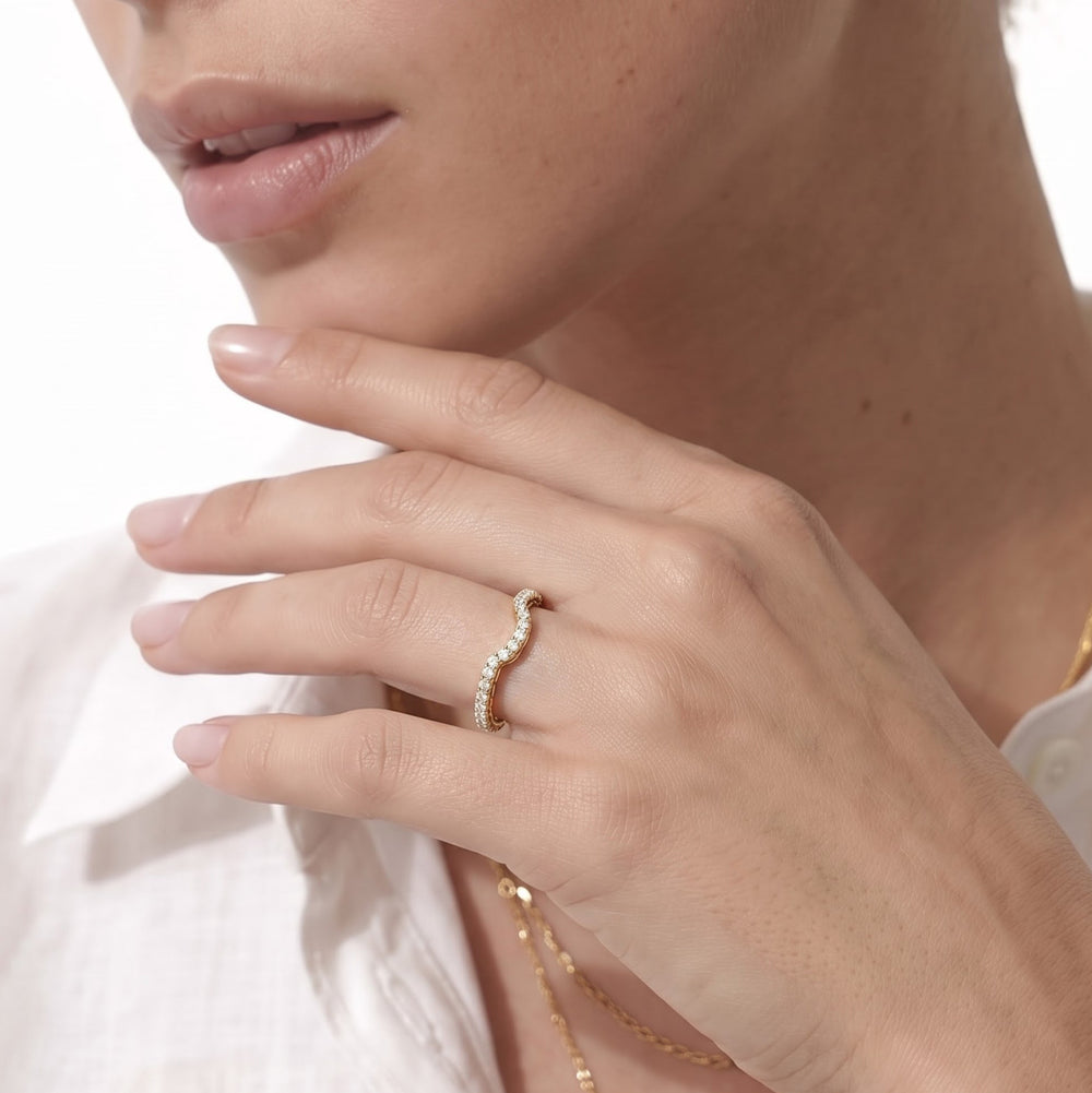 The Mercer East West Diamond Wedding Band with 18KT Yellow Gold Cut Diamond in 14KT Yellow Gold view 2
