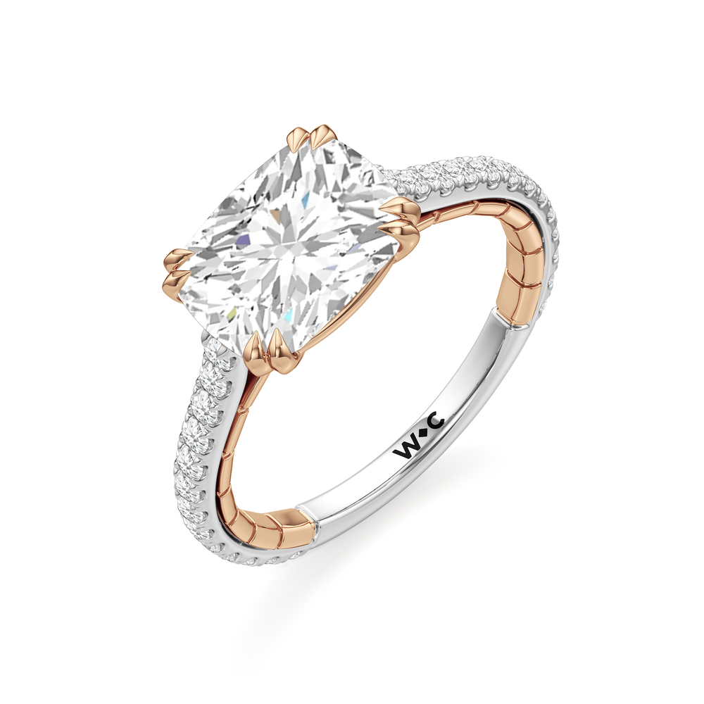 West Elongated Cushion Cut The Gilded Ring with Lab Grown Diamond in 14KT White & Rose Gold view 6
