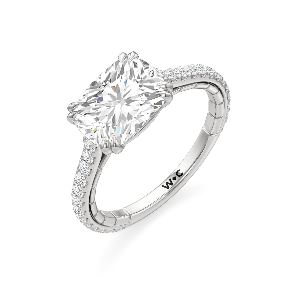 West Elongated Cushion Cut The Gilded Ring with Lab Grown Diamond in 14KT Platinum view 6
