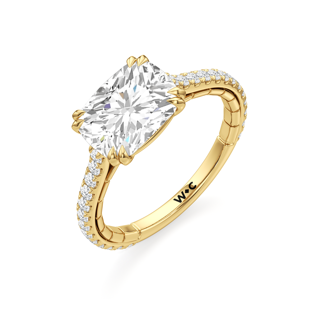 West Elongated Cushion Cut The Gilded Ring with Lab Grown Diamond in 14KT Yellow Gold view 6
