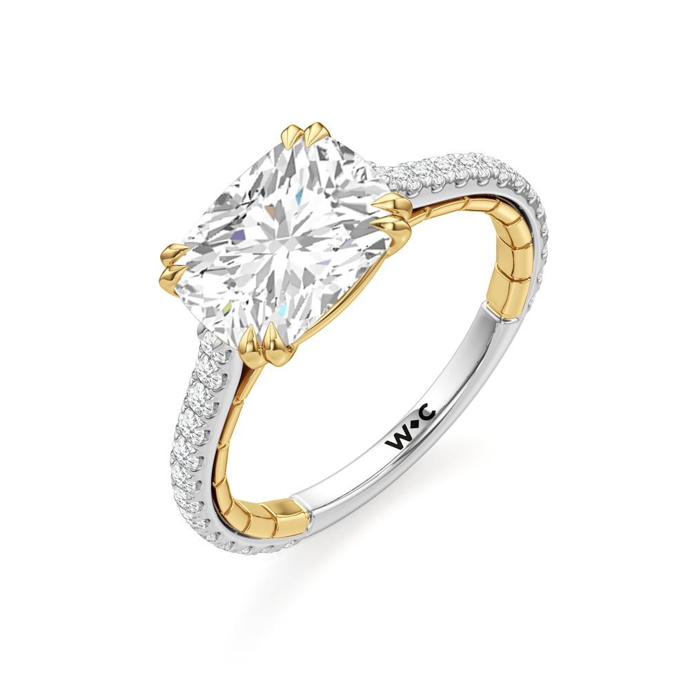 West Elongated Cushion Cut The Gilded Ring with Lab Grown Diamond in 14KT White & Yellow Gold view 6
