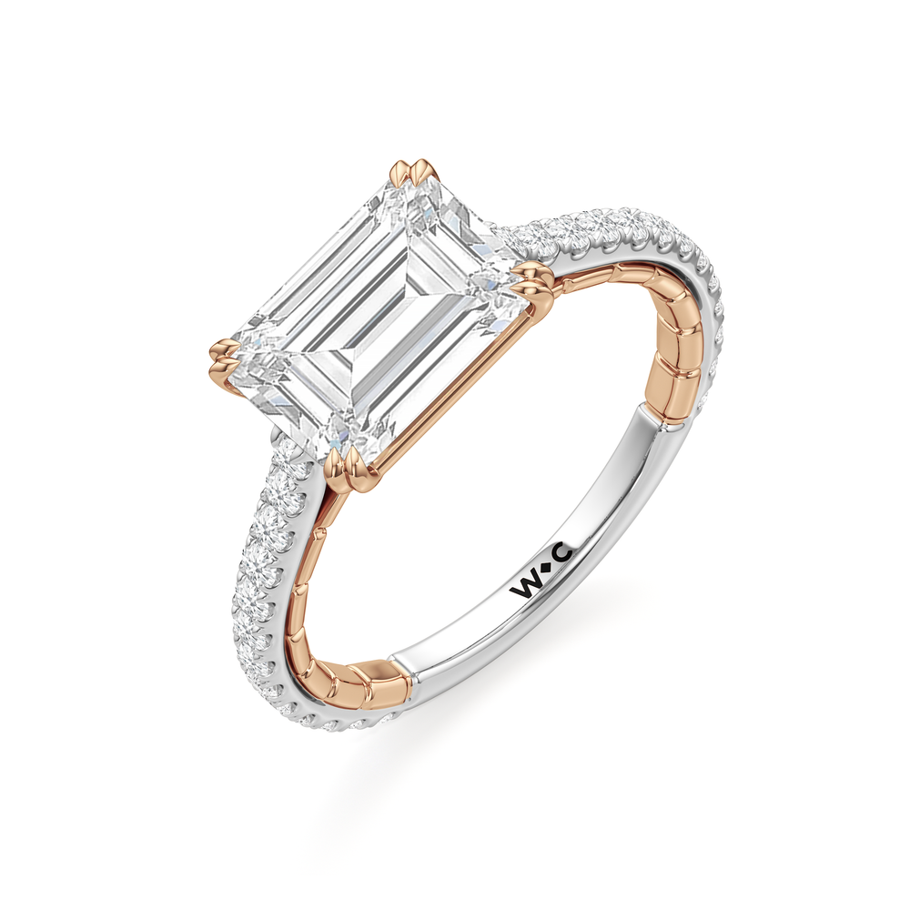 West Emerald Cut The Gilded Ring with Lab Grown Diamond in 14KT White & Rose Gold view 6
