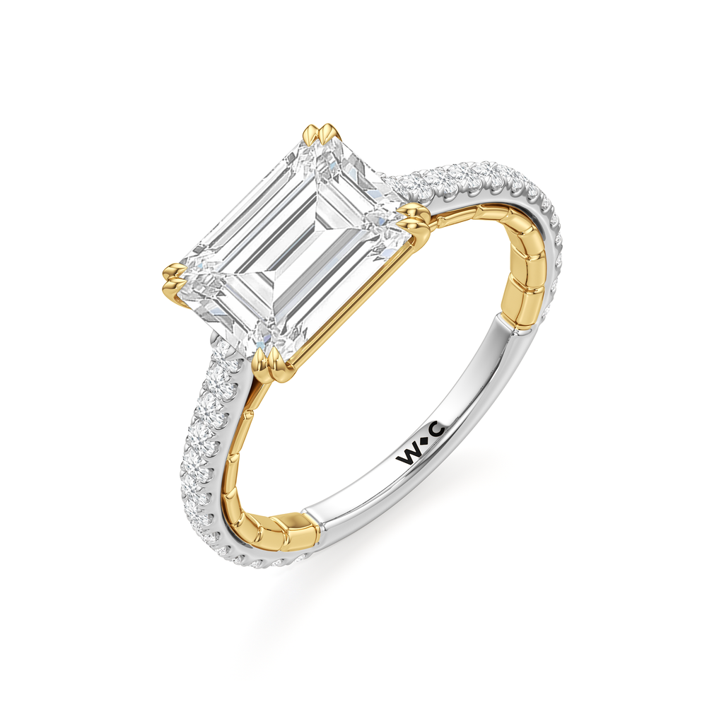 West Emerald Cut The Gilded Ring with Lab Grown Diamond in 14KT White & Yellow Gold view 6
