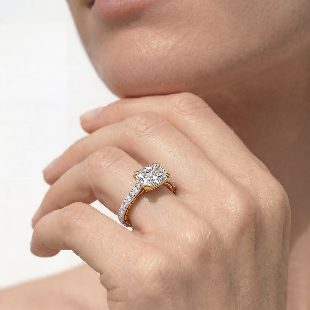 West Oval Cut The Gilded Ring with Lab Grown Diamond in 14KT Platinum view 3
