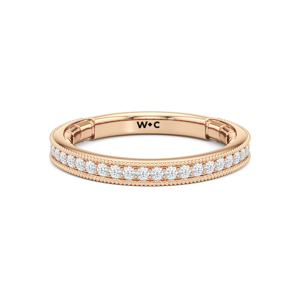The Mercer East West Bezel Diamond Wedding Band with 18KT Rose Gold Cut Diamond in 14KT Rose Gold view 1
