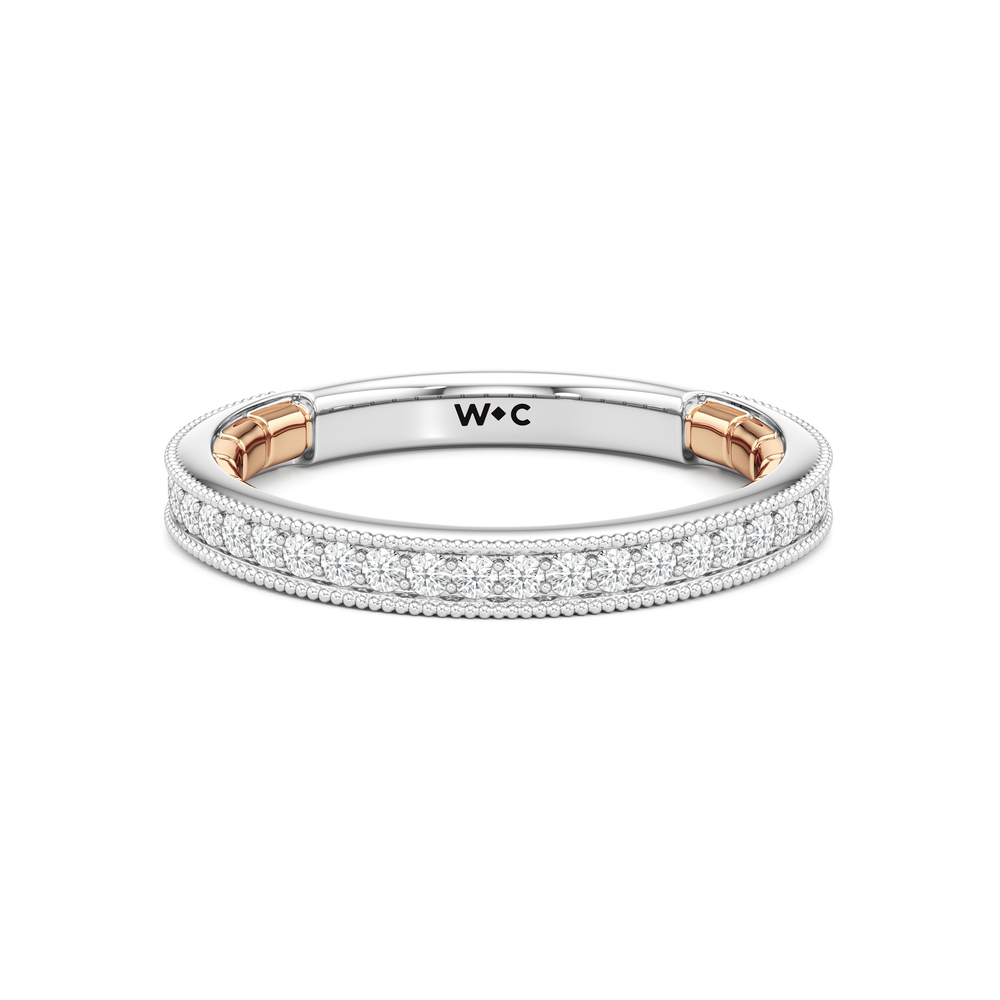 The Mercer East West Bezel Diamond Wedding Band with 18KT White & Rose Gold Cut Diamond in 14KT White & Rose Gold view 1
