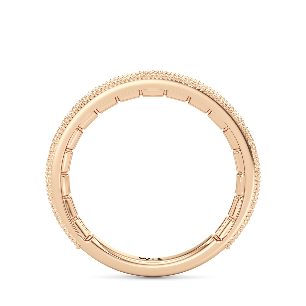 The Mercer East West Bezel Diamond Wedding Band with 18KT Rose Gold Cut Diamond in 14KT Rose Gold view 4
