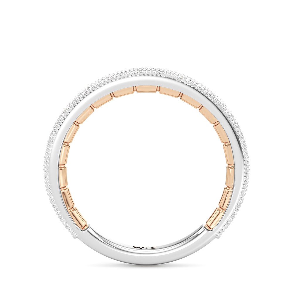 The Mercer East West Bezel Diamond Wedding Band with 18KT White & Rose Gold Cut Diamond in 14KT White & Rose Gold view 4
