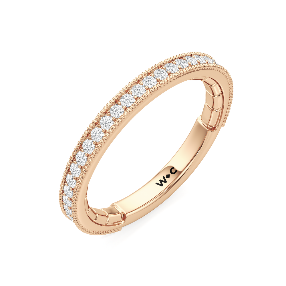 The Mercer East West Bezel Diamond Wedding Band with 18KT Rose Gold Cut Diamond in 14KT Rose Gold view 5

