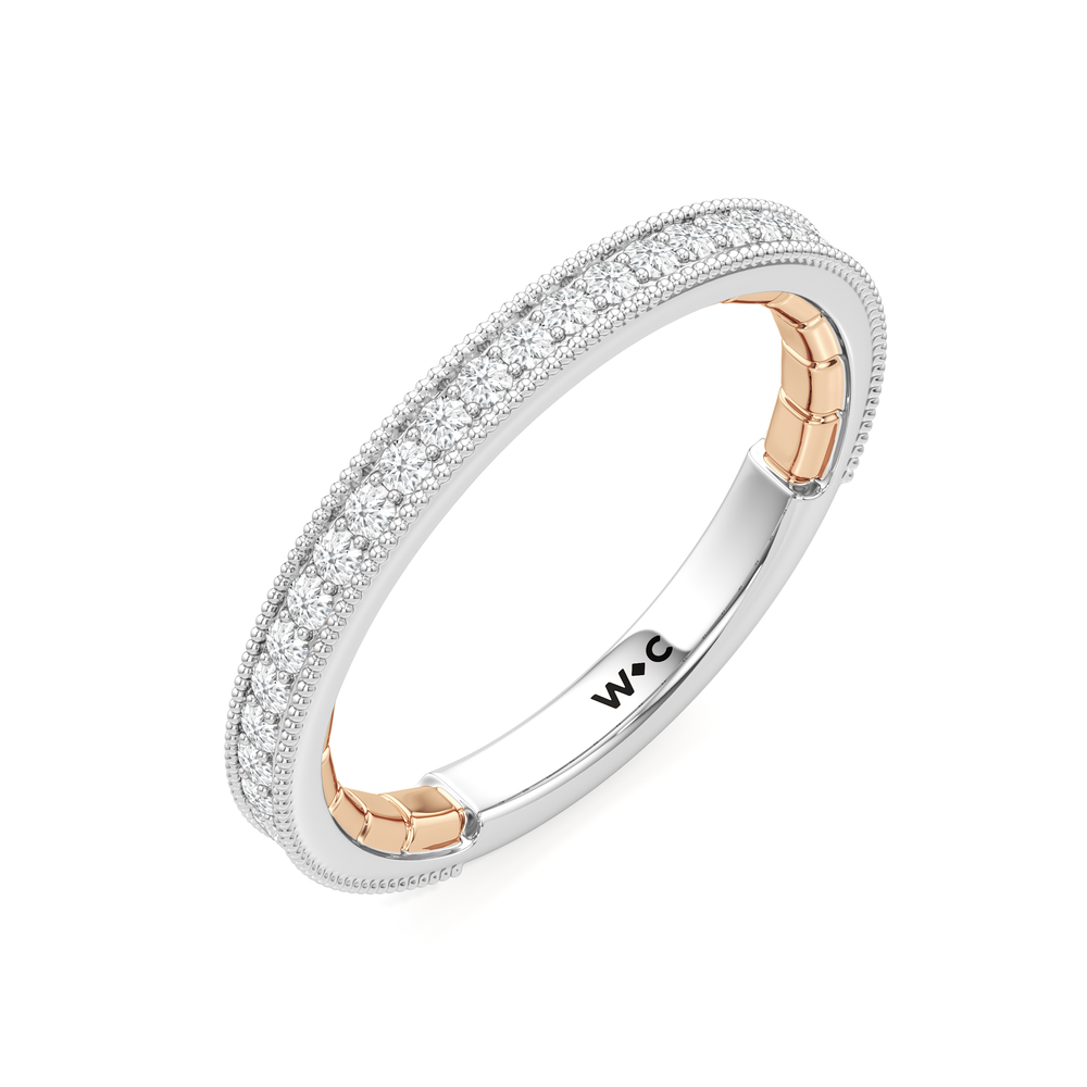 The Mercer East West Bezel Diamond Wedding Band with 18KT White & Rose Gold Cut Diamond in 14KT White & Rose Gold view 5
