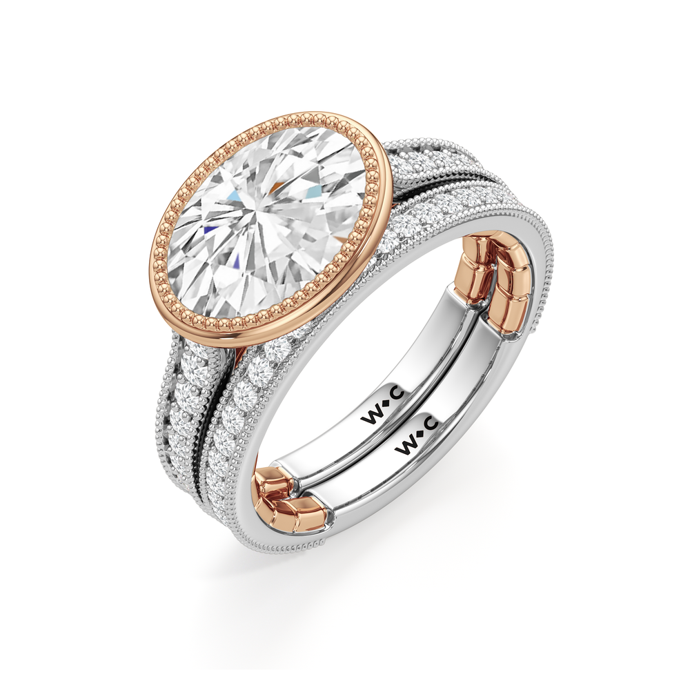 West Oval Cut The Garland Ring with Lab Grown Diamond in 14KT White & Rose Gold view 7

