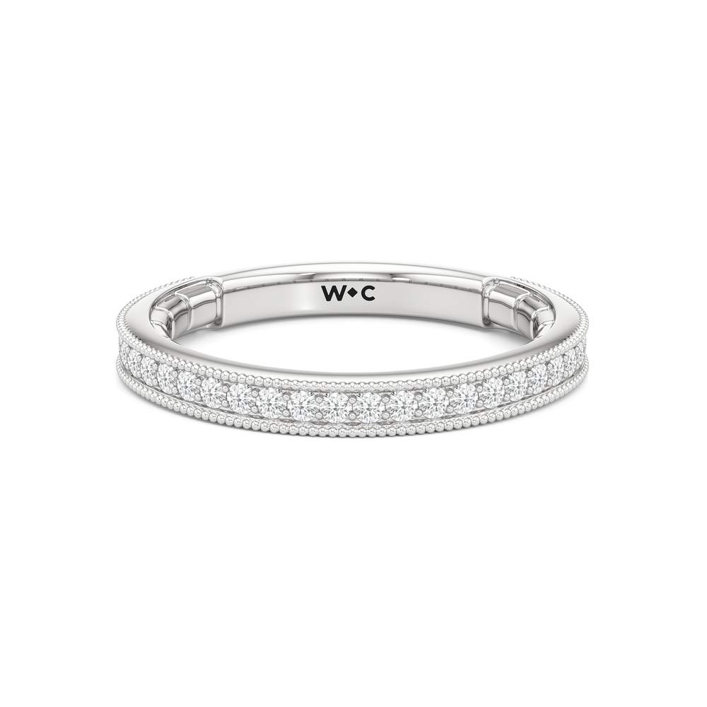 The Mercer East West Bezel Diamond Wedding Band with Platinum Cut Diamond in 14KT Platinum view 1
