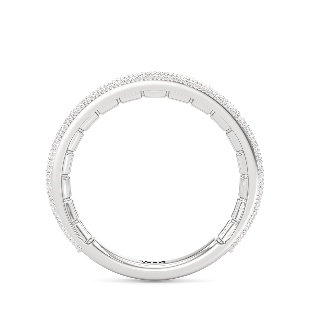 The Mercer East West Bezel Diamond Wedding Band with Platinum Cut Diamond in 14KT Platinum view 4
