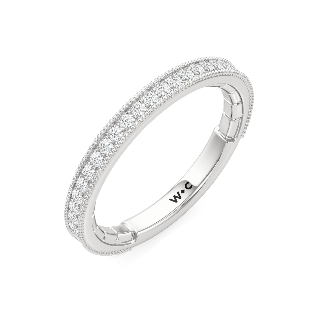 The Mercer East West Bezel Diamond Wedding Band with Platinum Cut Diamond in 14KT Platinum view 5
