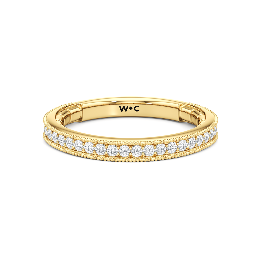 The Mercer East West Bezel Diamond Wedding Band with 18KT Yellow Gold Cut Diamond in 14KT Yellow Gold view 1
