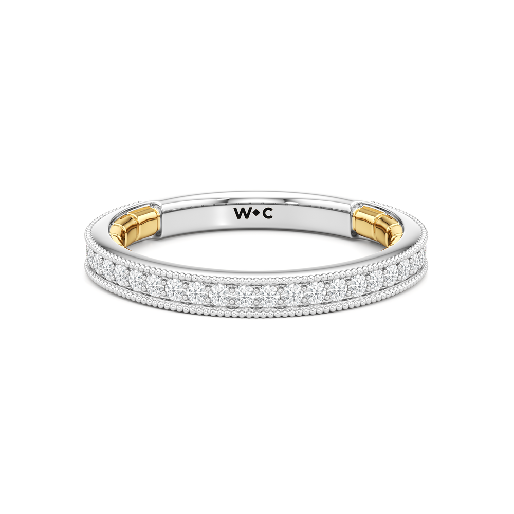 The Mercer East West Bezel Diamond Wedding Band with 18KT White & Yellow Gold Cut Diamond in 14KT White & Yellow Gold view 1

